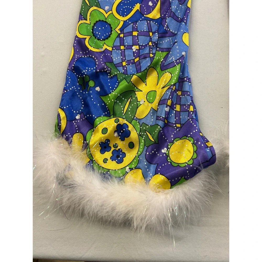 Vintage Jo-Ann Stores Diva Costume Kids Large Blue Halter Top Floral Bell Bottom
